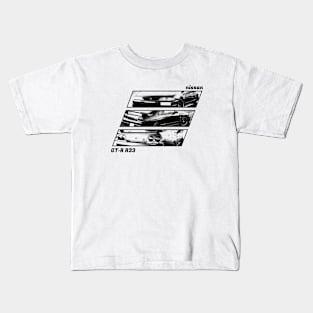 NISSAN SKYLINE GT-R R33 Black 'N White Archive 2 Kids T-Shirt